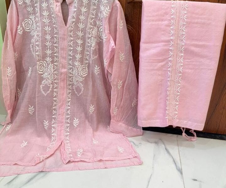 Classic Chikankari in Soft Pink Hues